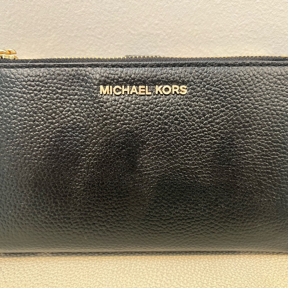 Michael Kors Lg Double Zip Wallet Wristlet Black